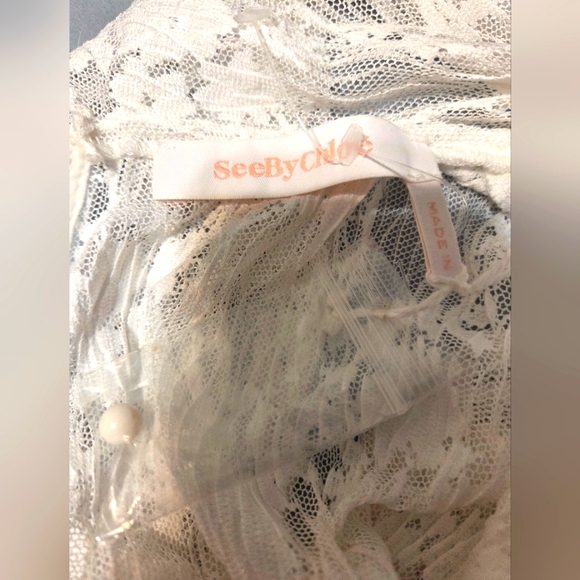 $395 NWT French See by Chloe Crystal White Lace Long Sleeve Top . Size 36 (US 5) - Picture 14 of 15